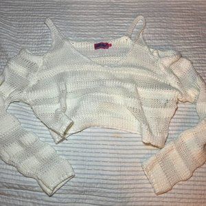 Edikted off the shoulder knit white stripe top